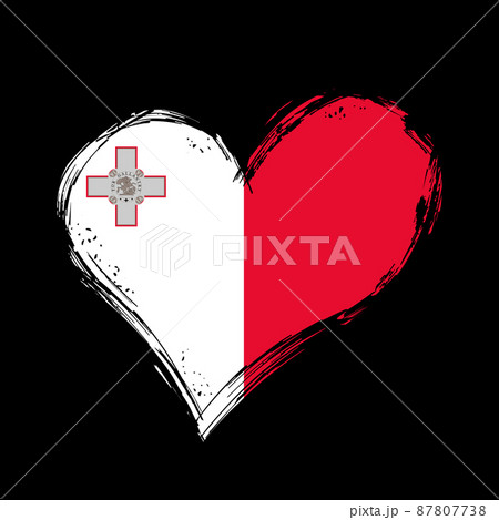Maltese flag heart-shaped grunge background. Vector illustration. Maltese flag heart-shaped grunge background. Vector illustration. 87807738