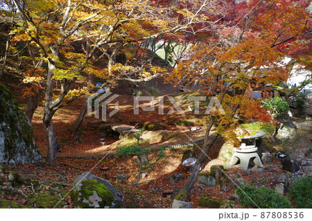 三次尾関山公園の紅葉の景色の写真素材