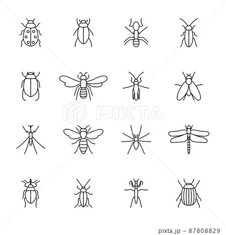 Set of icons of insects, vector illustration 87808829