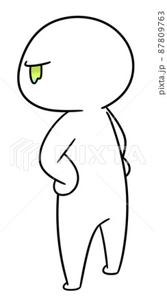 涙目で背を向けて立つキャラクター 87809763