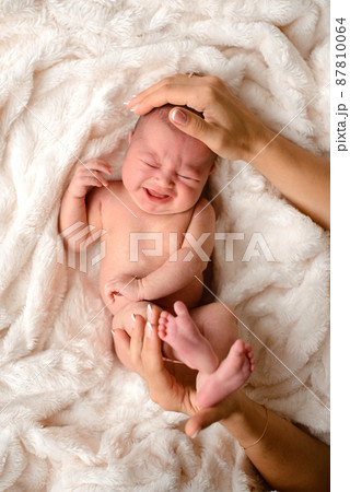 Close-up beautiful sleeping baby girl. Newborn baby girl, asleep Close-up beautiful sleeping baby girl. Newborn baby girl, asleep 87810064
