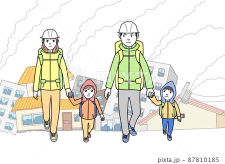 地震で避難する家族 地震で避難する家族 87810185