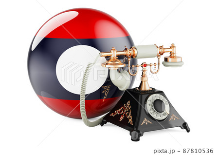Phone with Laotian flag. Communication services in Laos, concept. 3D rendering Phone with Laotian flag. Communication services in Laos, concept. 3D rendering 87810536