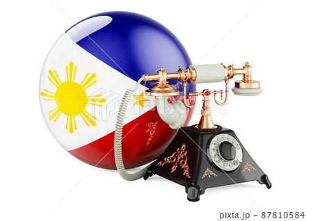 Phone with Filipino flag. Communication services in Philippines, concept. 3D rendering 87810584