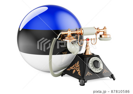 Phone with Estonian flag. Communication services in Estonia, concept. 3D rendering 87810586