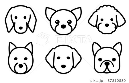 シンプルな犬の顔のアイコンのイラスト素材