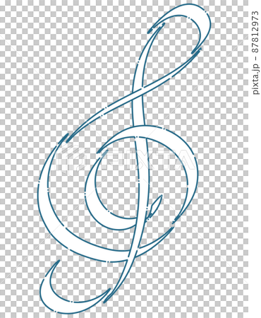 Music note line drawing simple treble clef 87812973