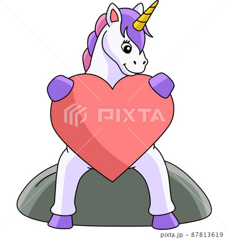 Unicorn Hugging A Heart Cartoon Clipart Unicorn Hugging A Heart Cartoon Clipart 87813619
