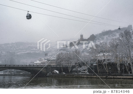 Snowy Tbilisi in winter, Georgia. Snowy Tbilisi in winter, Georgia. 87814346
