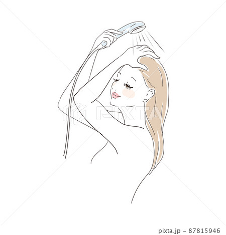 髪を洗っている美しい女性 87815946