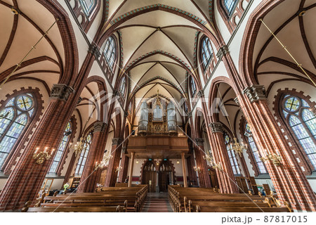 Sundsvall, Vastnorrland County - Symmetric interior of the decorated Gustav Adolfs Evengelic church Sundsvall, Vastnorrland County - Symmetric interior of the decorated Gustav Adolfs Evengelic church 87817015