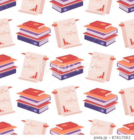 Checklist and books. Seamless pattern. Flat vector illustration. 87817062
