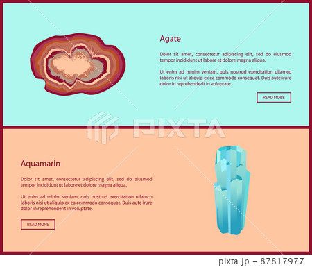 Agate and Aquamarin minerals and preciouse stones 87817977