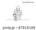 コーヒーを淹れる男性のイラスト（線） 87818188