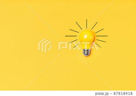 Concept creative idea with lightbulb on yellow background Concept creative idea with lightbulb on yellow background 87818418