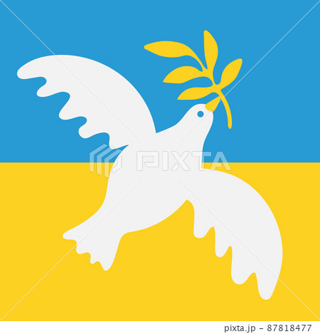 Peace to ukraine. Symbol of peace - dove with a laurel branch on the blue-yellow 87818477