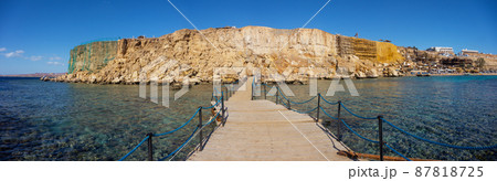 Panoramic view ruined beach in Sharm El Sheikh Panoramic view ruined beach in Sharm El Sheikh 87818725