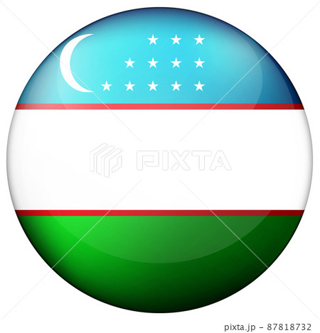 Round Icon With Flag Of Uzbekistan. Glass Light...のイラスト素材 [87818732 ...