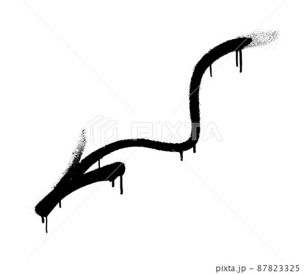 Graffiti arrow with overspray in black over white. 87823325