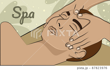 Hands doing a facial massage on a man Spa 87823976