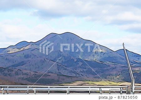 パステル調　”開陽台展望台から見た武佐岳”　イラストイメージ 87825050