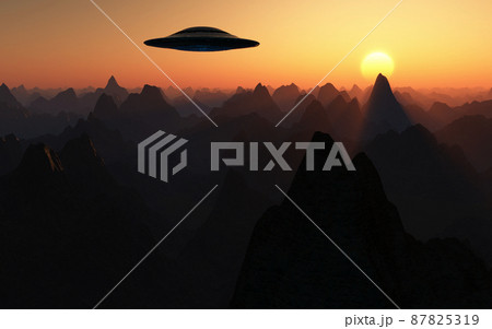 UFO画 浮かぶUFO UFO画 浮かぶUFO 87825319