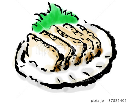 あわびのさしみの手描き和風イラスト　ベクター 87825405