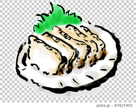 あわびのさしみの手描き和風イラスト　ベクター 87825405