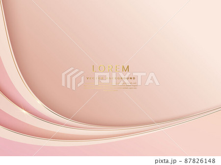 Abstract 3d template soft brown background with gold lines curved wavy sparking with copy space for text. Luxury style. 87826148