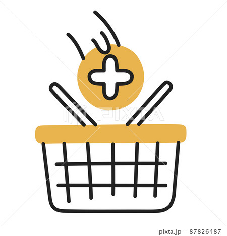 Add to basket. Hand Drawn Doodle Shopping Icon. 87826487