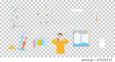 雨と女性のセット 87826515