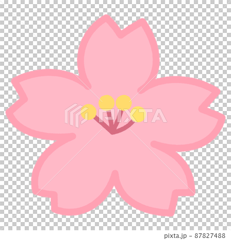Beautiful cherry blossoms in spring. Cute pink simple petals. Colored lines. Beautiful cherry blossoms in spring. Cute pink simple petals. Colored lines. 87827488