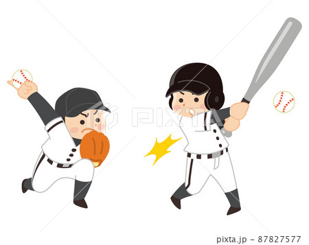 野球選手の男性　野球部　ピッチャー　バッター 87827577