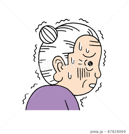 怖がっている女性高齢者の横顔イラスト 怖がっている女性高齢者の横顔イラスト 87828069