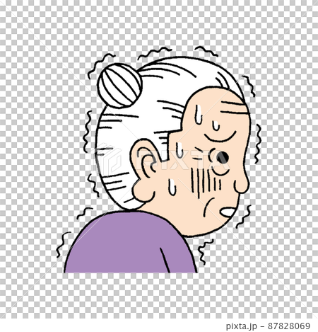 一個害怕的女性老人的側面圖 87828069