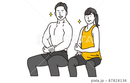 一緒にトレーニングをするアジア人の男女 87828136