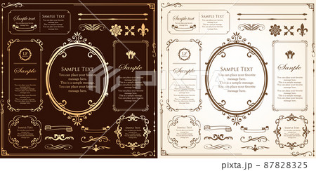 春の植物モチーフのフレームセット。ビンテージフラワー。装飾デザイン。流行りのあしらい 春の植物モチーフのフレームセット。ビンテージフラワー。装飾デザイン。流行りのあしらい 87828325