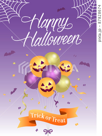 Happy Halloween / ハロウィーン 縦長カードサイズ ベクターイラスト Happy Halloween / ハロウィーン 縦長カードサイズ ベクターイラスト 87828674