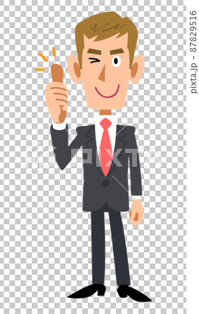 充分的身體的年輕商人豎起大拇指 87829516