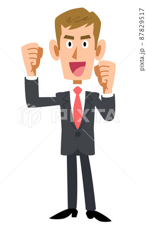 張り切る若いビジネスマンの全身 87829517