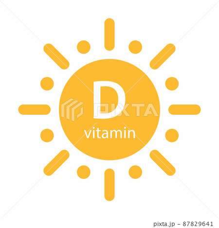 Vitamin D text with sun icon vector beauty, pharmacy, nutrition skin care concept for graphic design, logo, web site, social media, mobile app, ui illustration 87829641