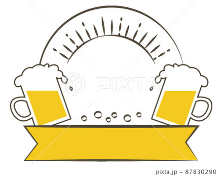 ジョッキビールのおしゃれフレーム 白背景 ジョッキビールのおしゃれフレーム 白背景 87830290