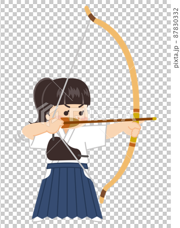 弓道家の女性 弓道部 部活動のイラスト素材
