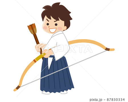 弓道家の男性 弓道部 部活動のイラスト素材