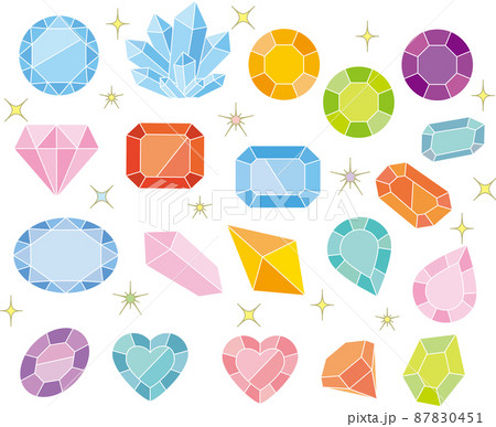 宝石のセット ベタ塗り 宝石のセット ベタ塗り 87830451