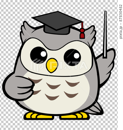 大学帽をかぶったフクロウ博士_01 87830482