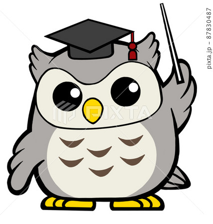 大学帽をかぶったフクロウ博士 02のイラスト素材