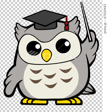 大学帽をかぶったフクロウ博士_02のイラスト素材 [87830487] - PIXTA