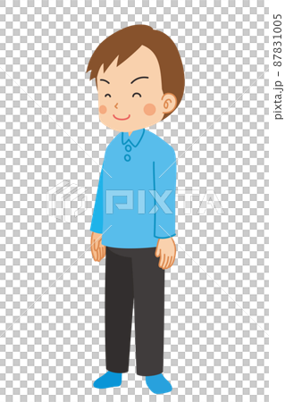 一個微笑的年輕人,可愛的人,全身,白色背景,剪貼畫的插圖 一個微笑的年輕人,可愛的人,全身,白色背景,剪貼畫的插圖 87831005