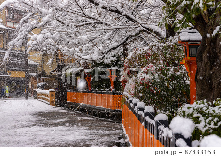 雪の京都東山　祇園白川 87833153